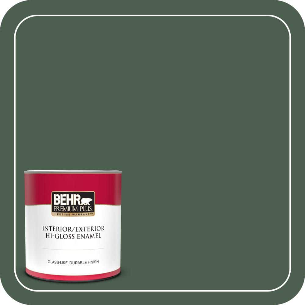 BEHR PREMIUM PLUS 1 qt. #N400-7 Vine Leaf Hi-Gloss Enamel Interior/Exterior Paint & Primer (1)