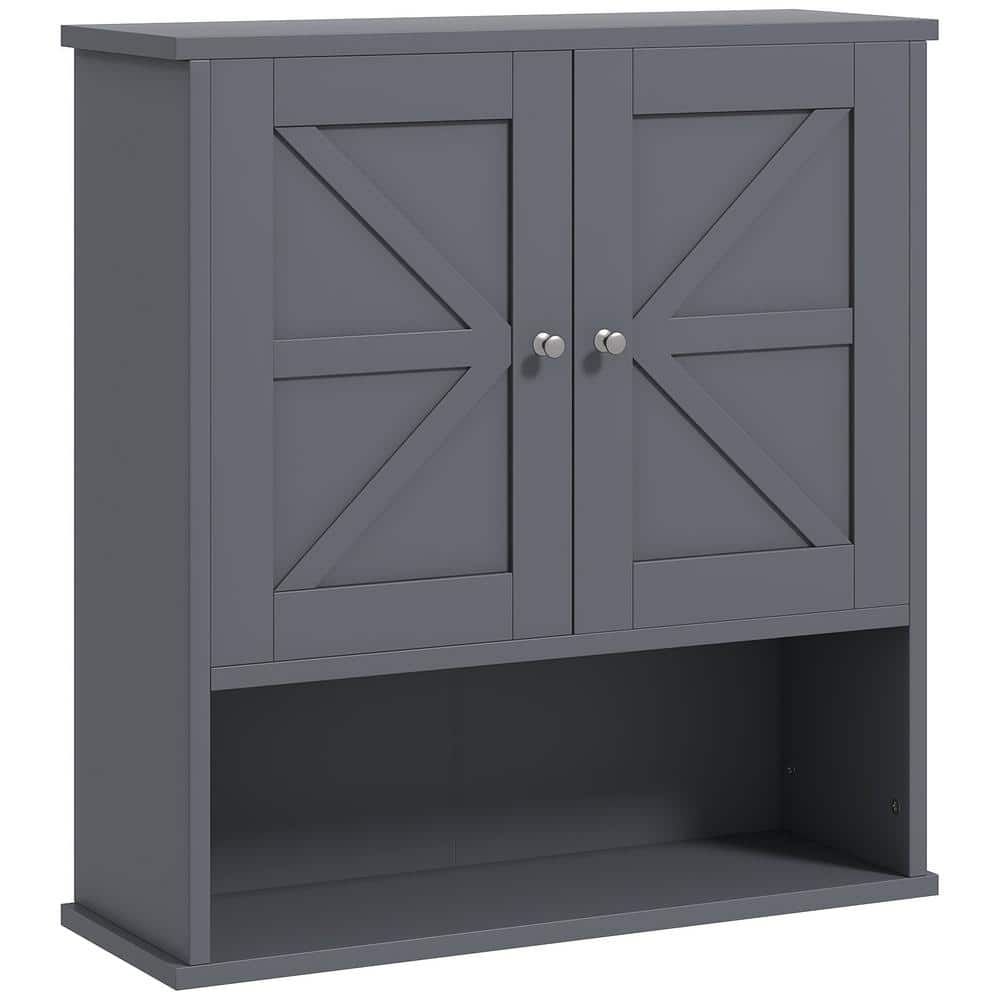 WELLFOR 22.75 in. W x 7.75 in. D x 24.25 in. H Bathroom Storage Wall Cabinet in Dark Gray (1)