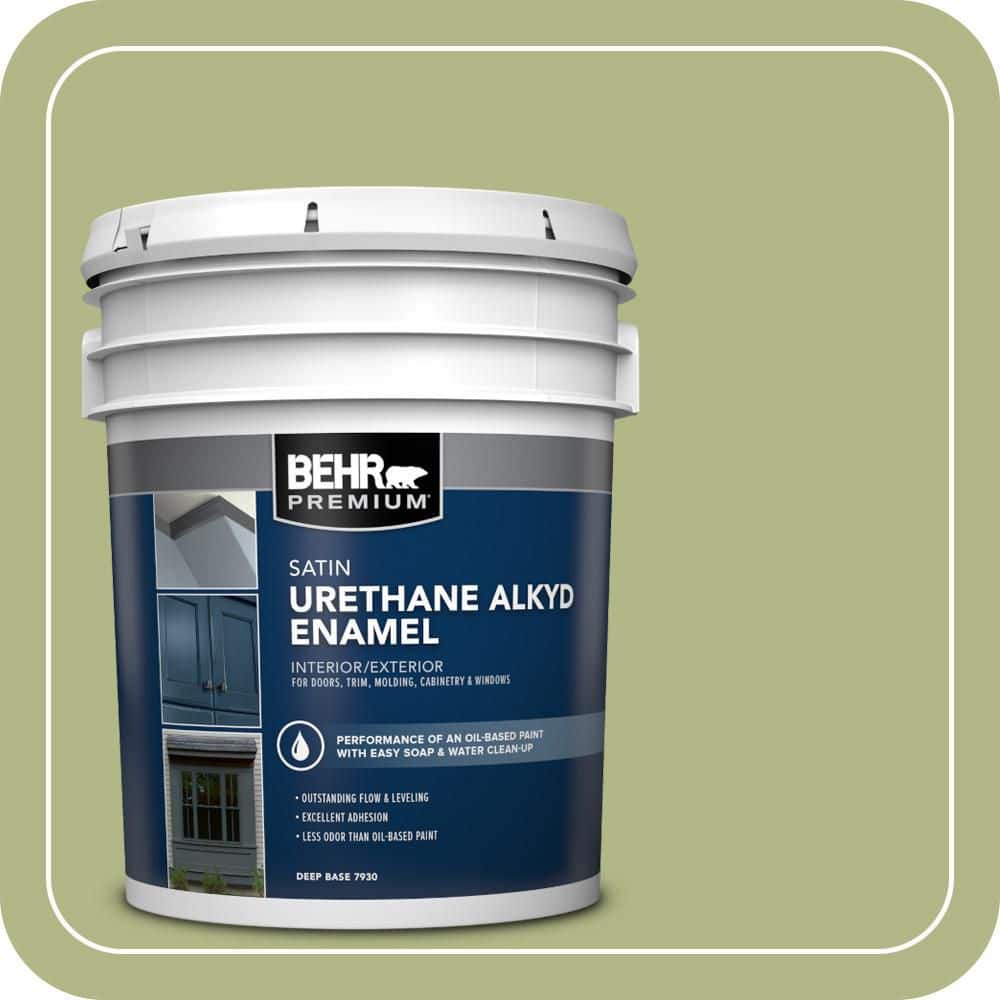 BEHR PREMIUM 5 gal. #PPU10-07 Lima Green Urethane Alkyd Satin Enamel Interior/Exterior Paint