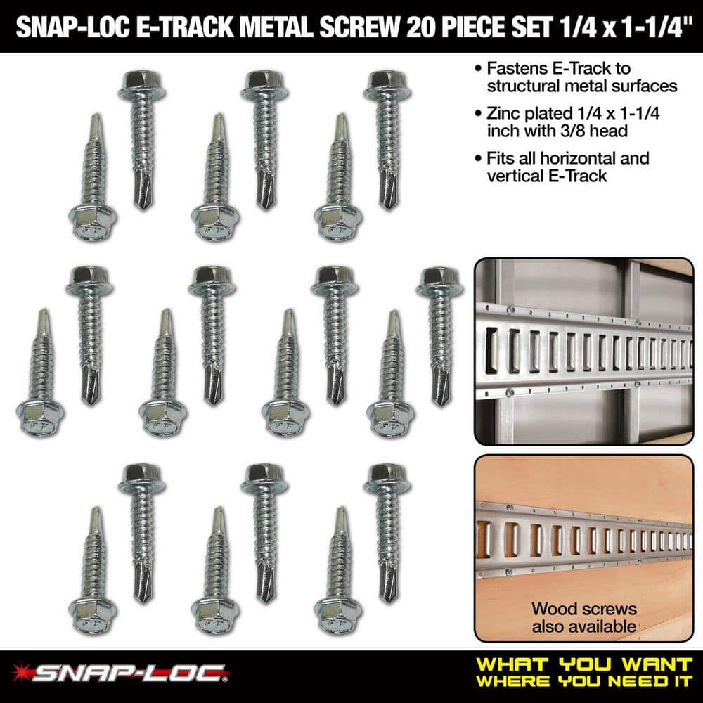 SNAP-LOC 1/4 in. x 1-1/4 in. Hex Metal Self-Driller Screws for E-Tracks (20-Pack) (2)