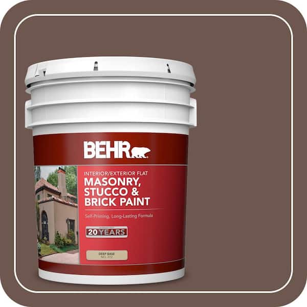 BEHR 5 gal. #N170-6 Natural Bark Flat Interior/Exterior Masonry, Stucco and Brick Paint (2)
