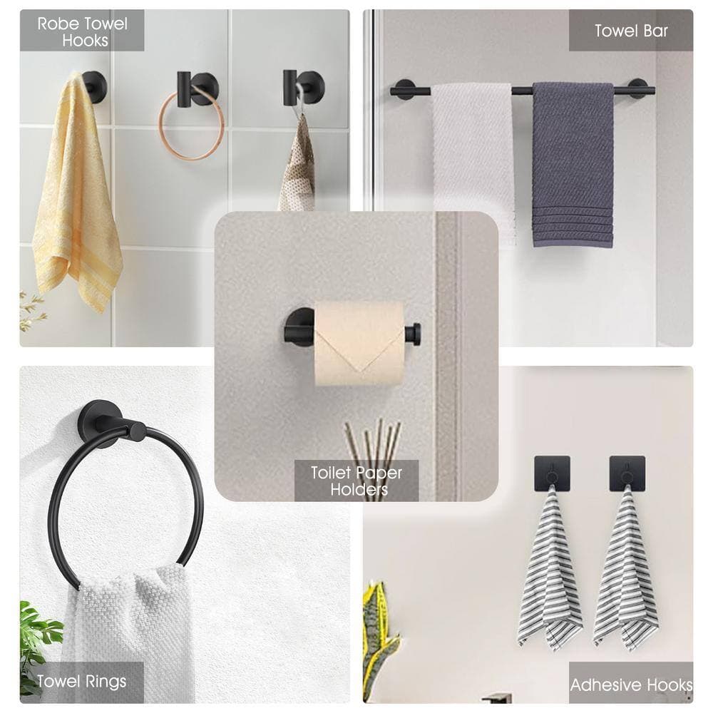 Tahanbath 14-Pieces Bath Hardware Set with Mounting Hardware in Matte Black (2)