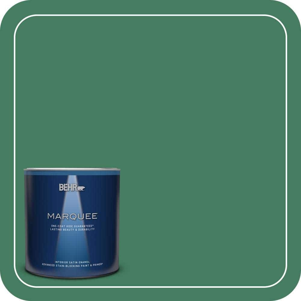 BEHR MARQUEE 1 qt. #470D-6 Greenbelt Satin Enamel Interior Paint & Primer
