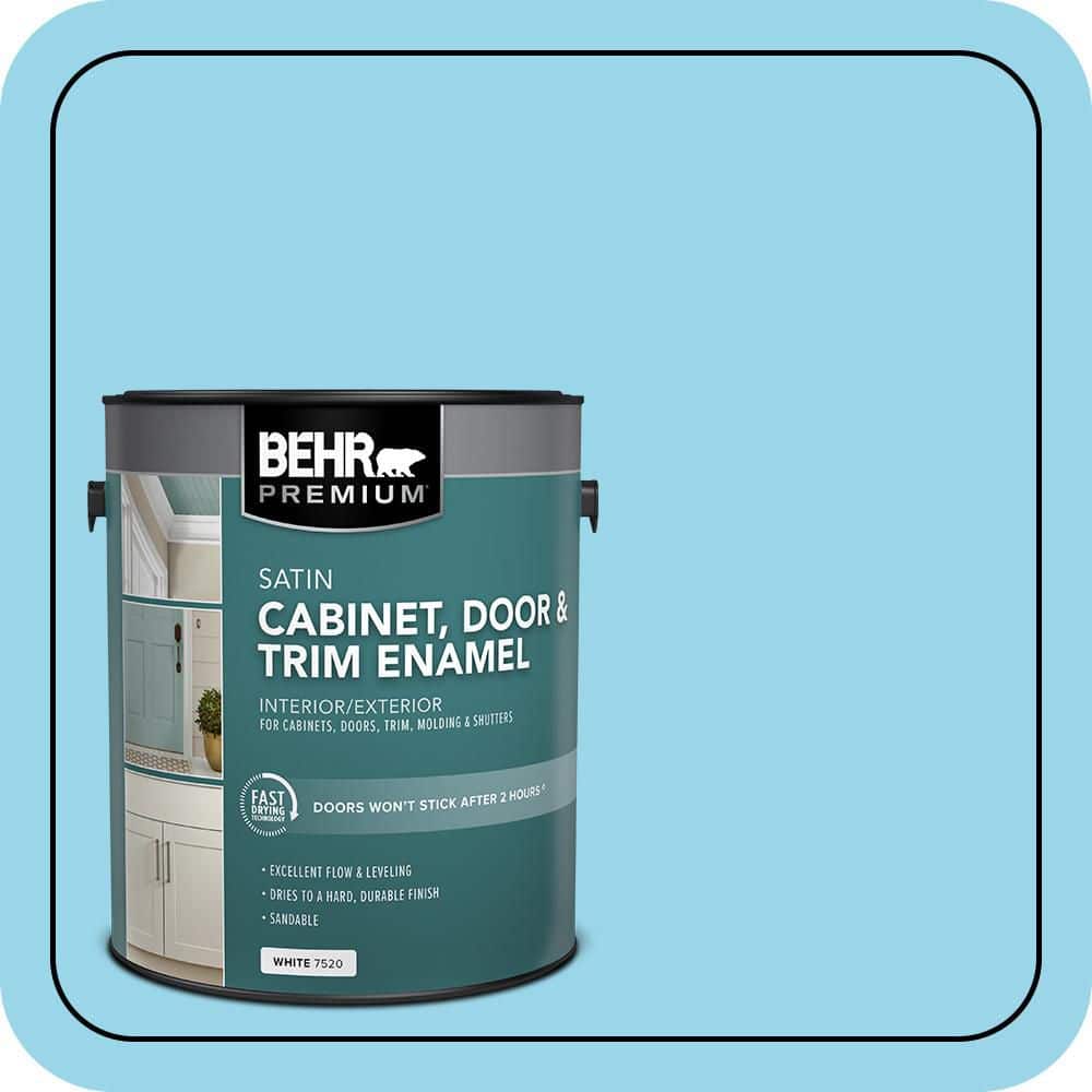 BEHR PREMIUM 1 gal. #P490-2 Blue Sarong Satin Enamel Interior/Exterior Cabinet, Door & Trim Paint
