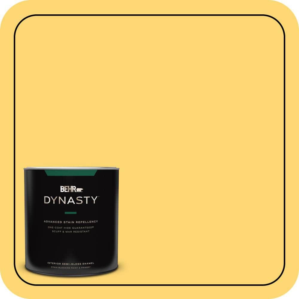 BEHR DYNASTY 1 qt. #PPU6-13 Hawaiian Pineapple Semi-Gloss Enamel Interior Stain-Blocking Paint and Primer