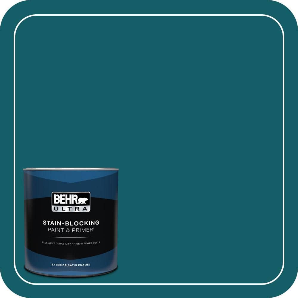BEHR ULTRA 1 qt. #S-H-530 Tropical Skies Satin Enamel Exterior Paint & Primer