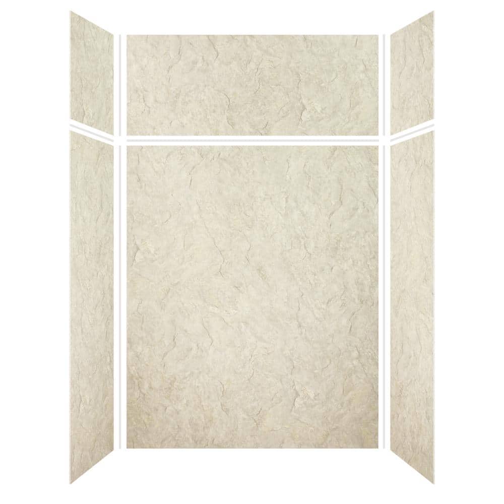 Transolid Expressions 36 in. x 60 in. x 96 in. 4-Piece Easy Up Adhesive Alcove Shower Wall Surround in Sea Fog (2)