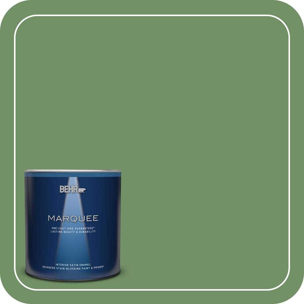 BEHR MARQUEE 1 qt. #M400-6A Mossed Opportunity One-Coat Hide Satin Enamel Interior Paint & Primer