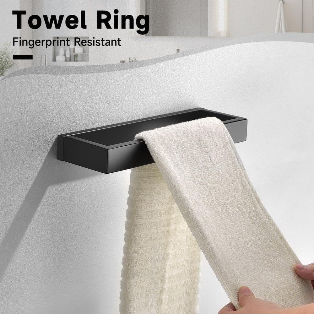 LAIFUCAM 5-Piece Bathroom Hardware Set with Towel Bar, Towel Rack, Towel Holder, Wall-Mounted Accessories in Matte Black (3)
