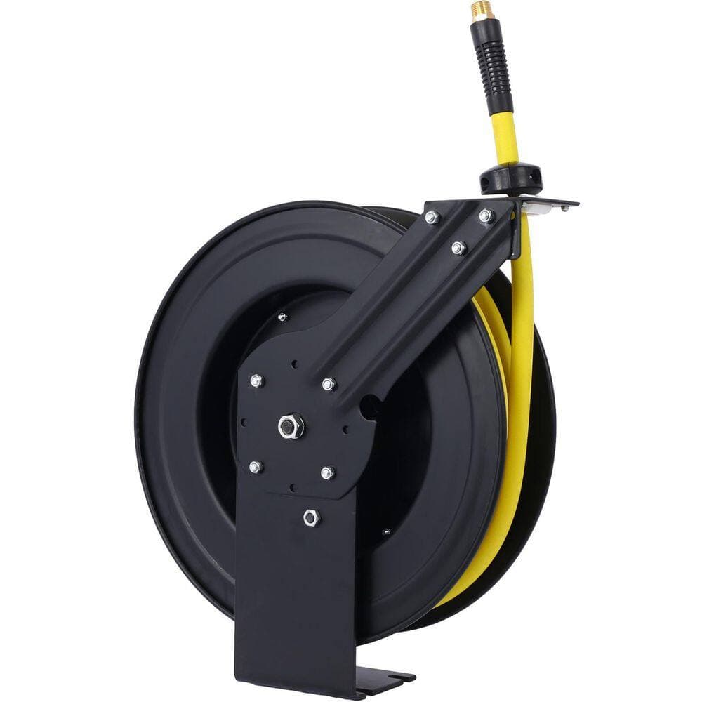 MYWISH Heavy-Duty 1/2 in. x 50' Industrial Auto-Rewind Steel Air Hose Reel (3)