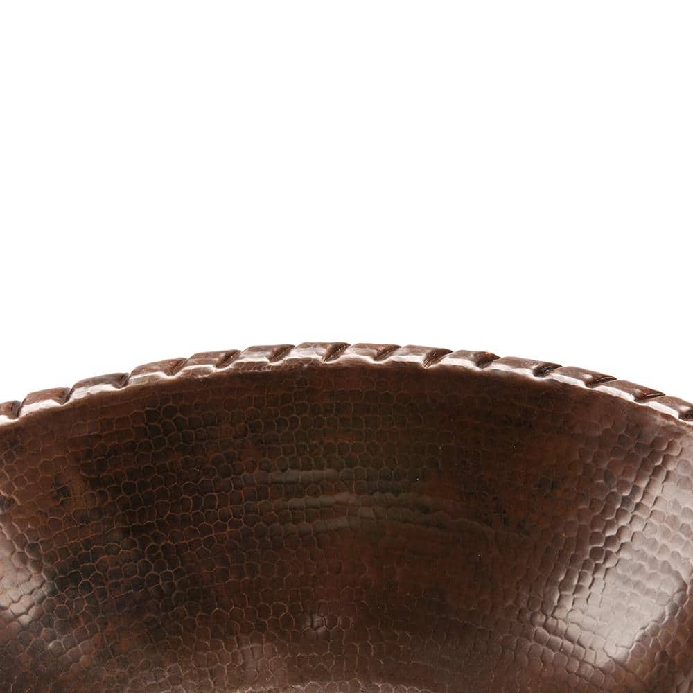 Premier Copper Products Self-Rimming Oval Roped Rim Hammered Copper Bathroom Sink in Oil Rubbed Bronze (3)