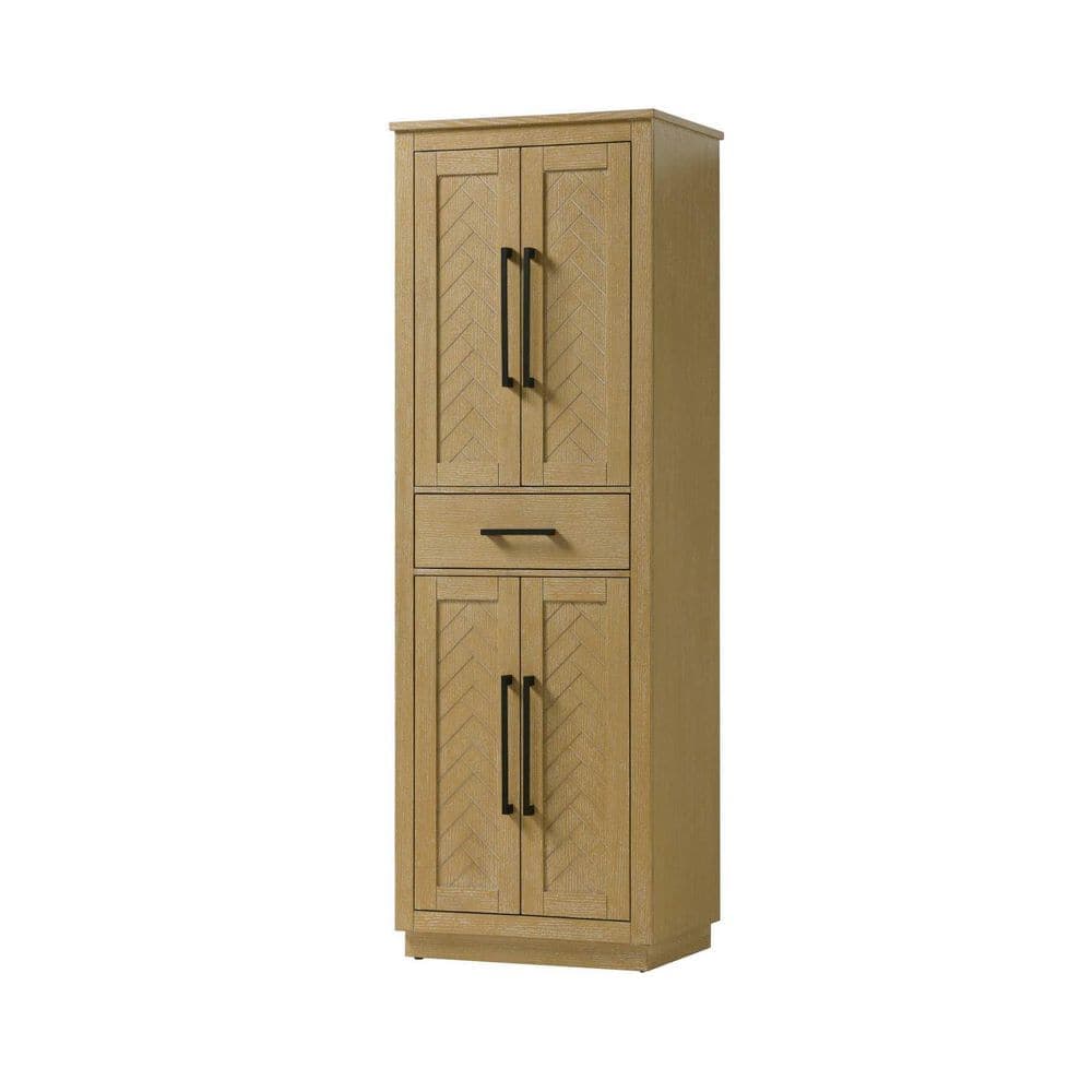 TIMELESS HOME 24 in. W x 18 in. D x 72 in. H Beige Freestanding Linen Cabinet in Linen Oak (2)