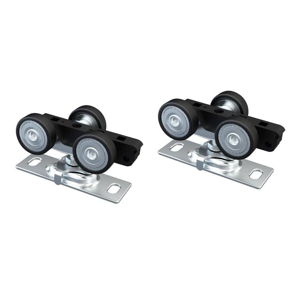 Numhew 2-Pack Black Modern Top Mount Pocket Door Rollers, Commercial Grade Metal Sliding Door Replacement Hanger Assembly (3)