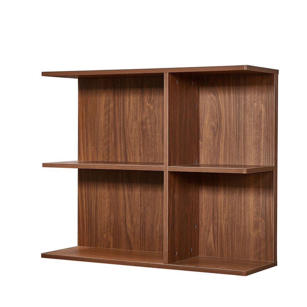 NexHome 36 in. W x 29.9 in. H x 11.8 in. D Particle Board 2-Tier Rectangular Open-Sided Floating Shelf in Walnut (3)