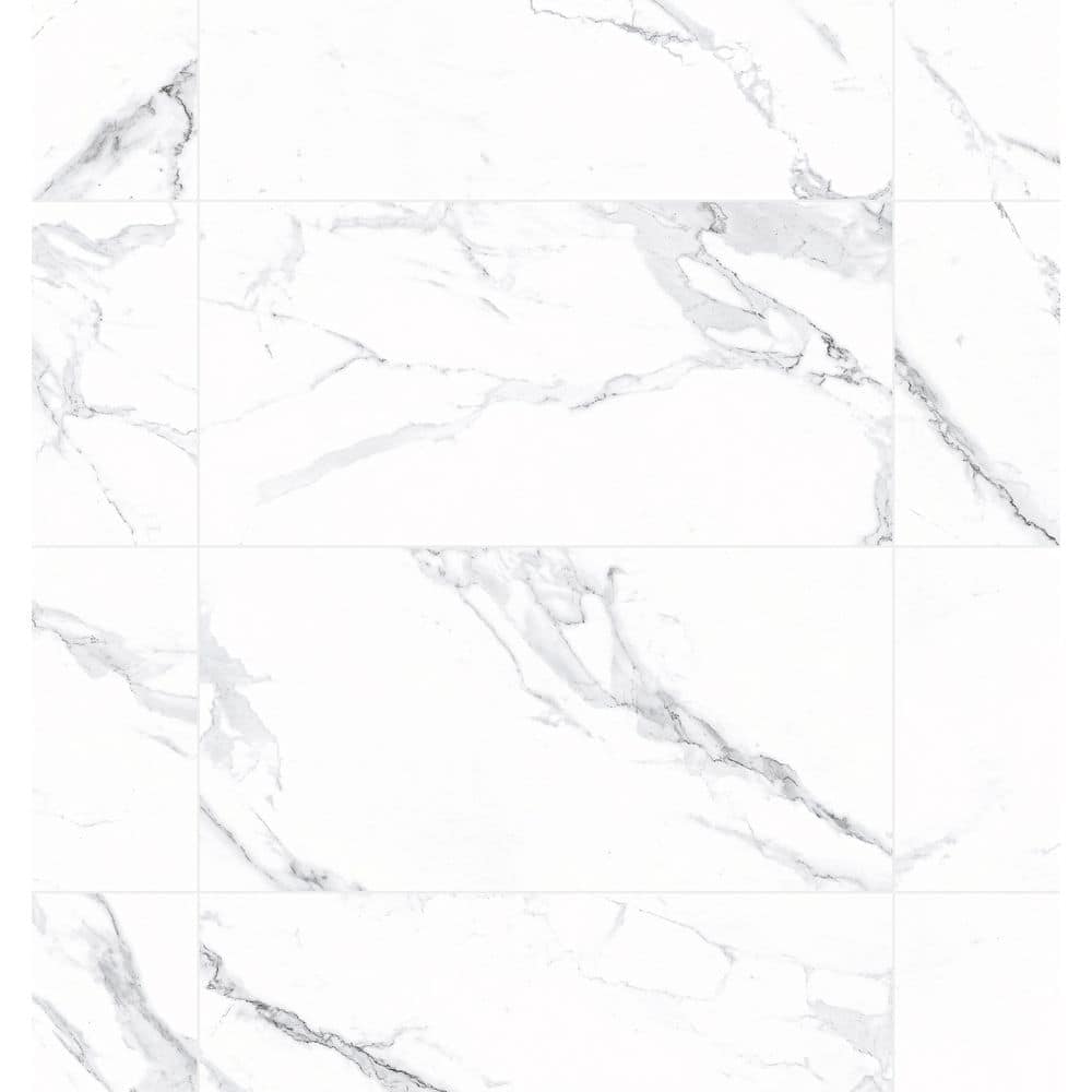 Home Decorators Collection Carrara 12 in. x 24 in. Polished White Porcelain Marble Look Floor and Wall Tile (2 sq. ft./Each) (2)
