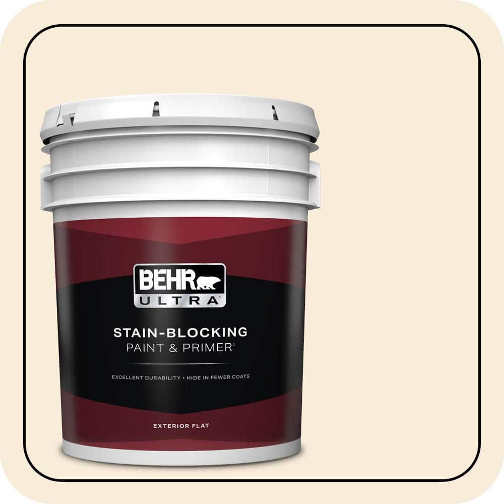 BEHR ULTRA 5 gal. #70 Linen White Flat Exterior Paint & Primer