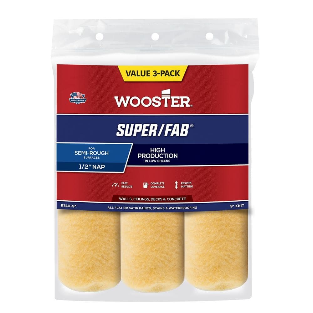 Wooster 9 in. x 1/2 in. Super/Fab Roller Cover (3-Pack)