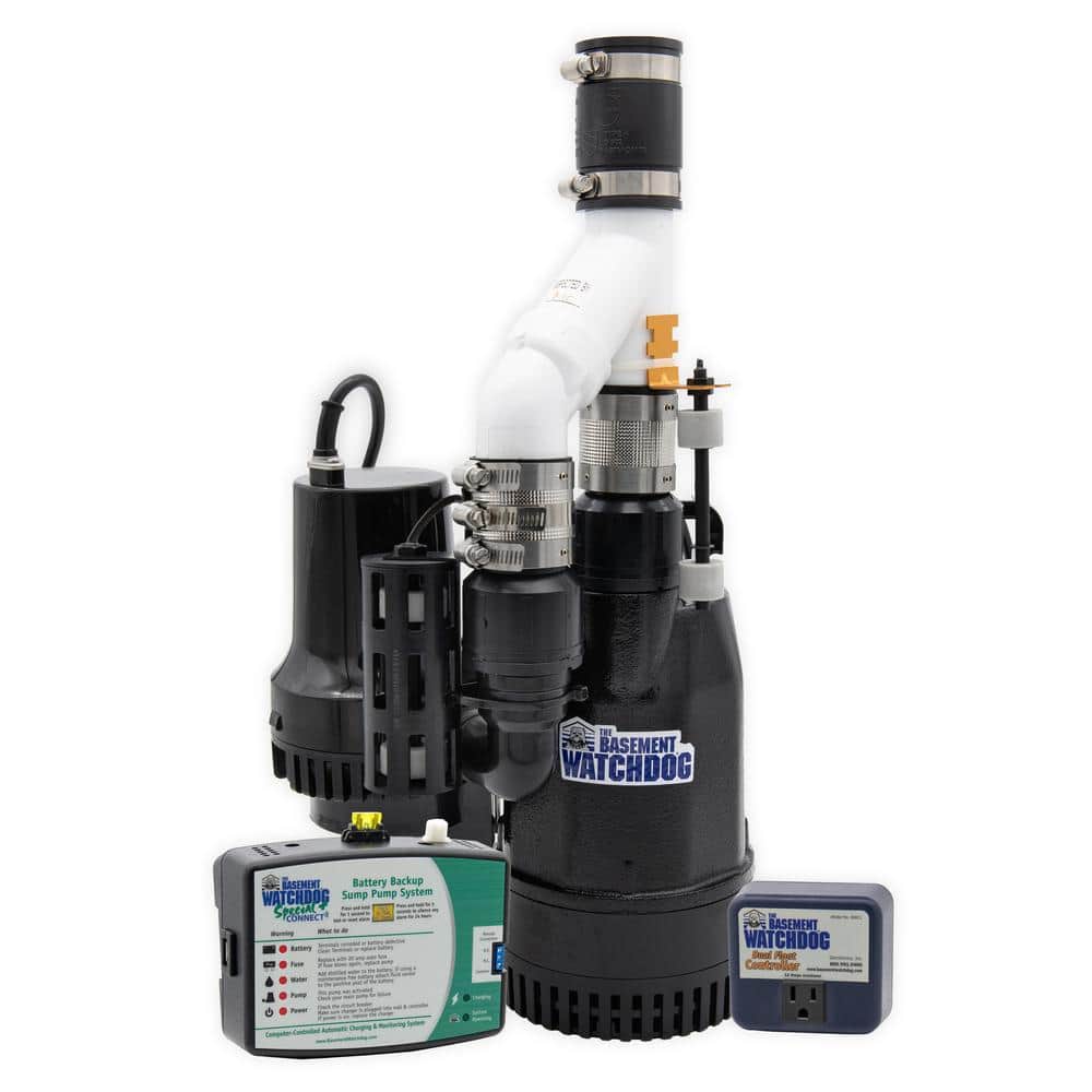 Basement Watchdog Big Combo Connect 1/2 HP Primary and Battery Backup Sump Pump System with Smart Wi-Fi Capable Monitoring Controller