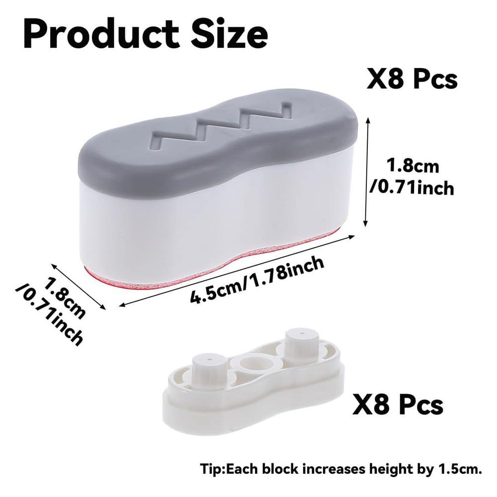 Anqtovp 8pcs Toilet Seat Risers Bidet Attachment with Self Adhesive Rubber Bumpers 2-Heights Universal Replacement (2)