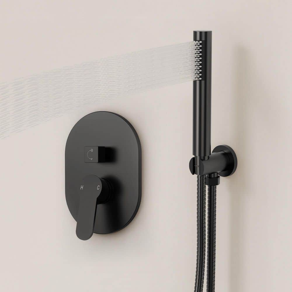 GRANDJOY High Pressure Round Sprays 1-Handle Wall Mount Rain 6 in.Shower Head Handheld Shower Faucet 1.8 GPM (3)