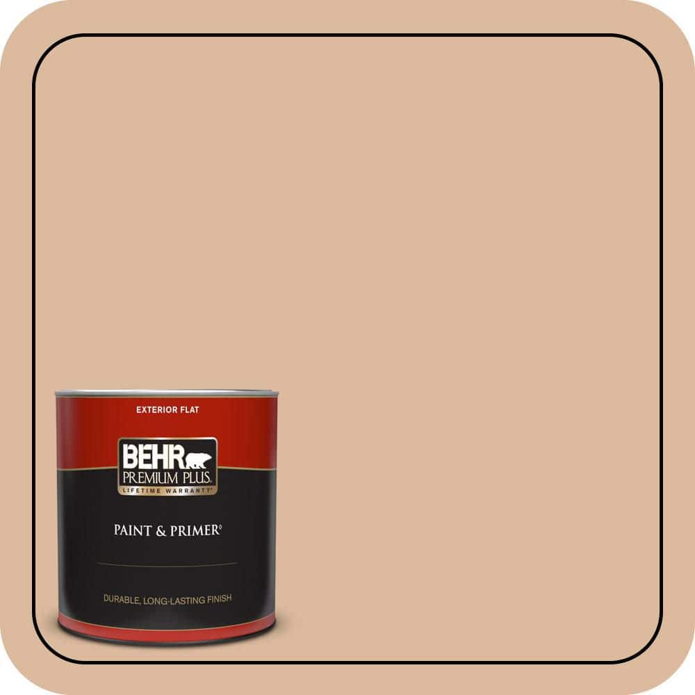 BEHR PREMIUM PLUS 1 qt. #PPU3-09 Pumpkin Cream Flat Exterior Paint & Primer