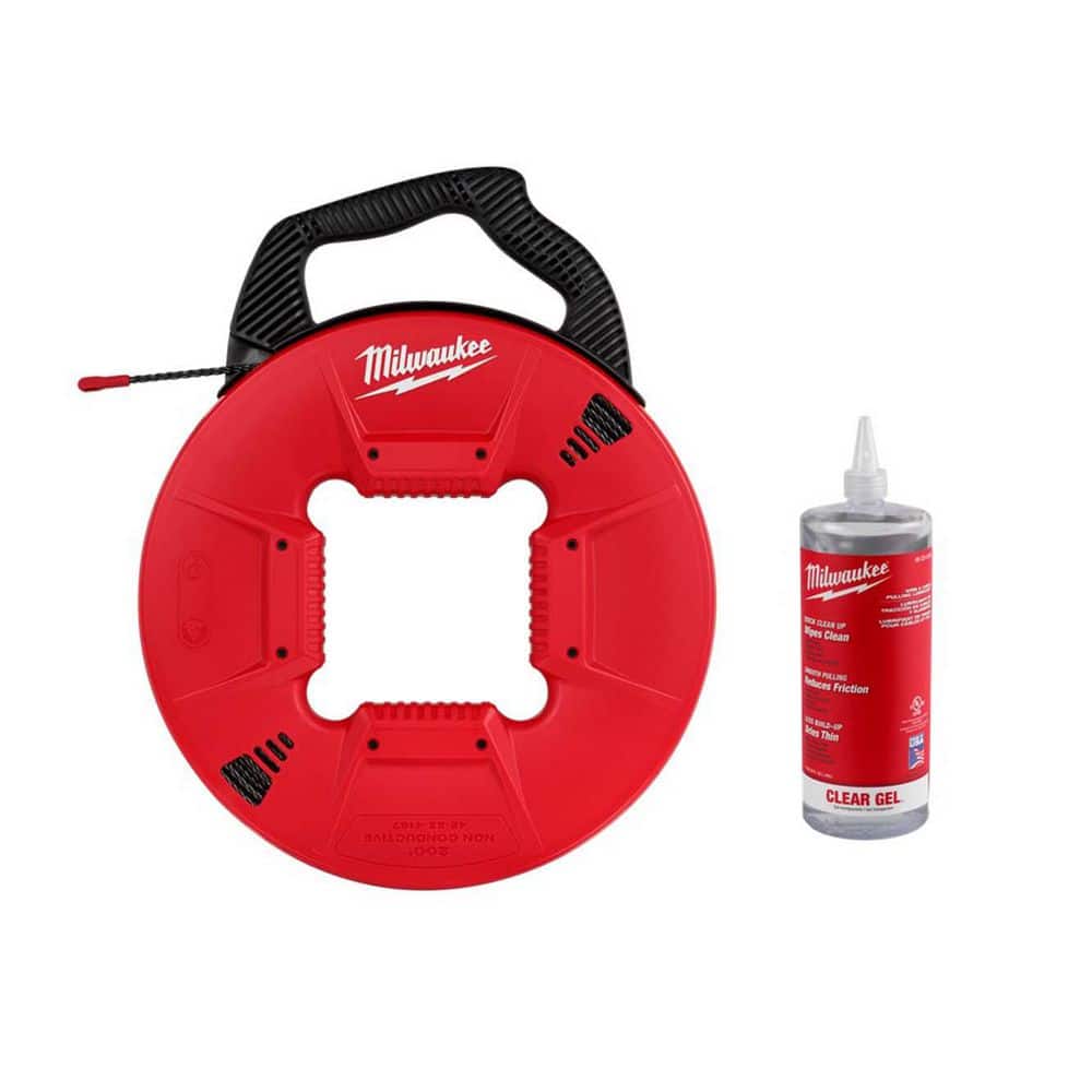Milwaukee 200 ft. Polyester Fish Tape with Non-Conductive Tip with Premium Synthetic Clear Lubricant