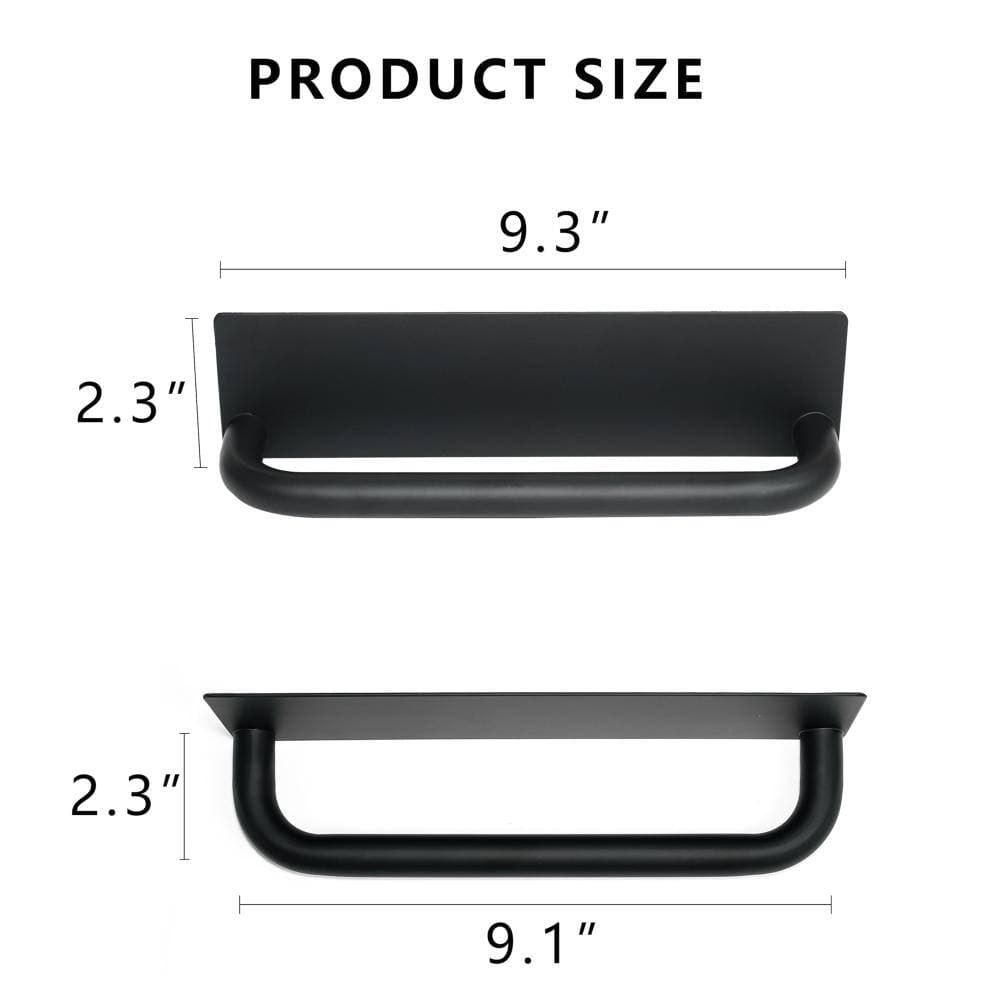 Unbranded 9 in Black Stainless Steel Peel and Stick Towel Holder Bar for Bathroom and Kitchen, Waterproof Rack Pro (2)