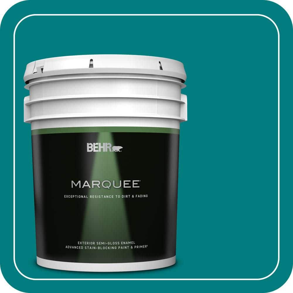 BEHR MARQUEE 5 gal. #S-G-500 Tropical Waters Semi-Gloss Enamel Exterior Paint & Primer