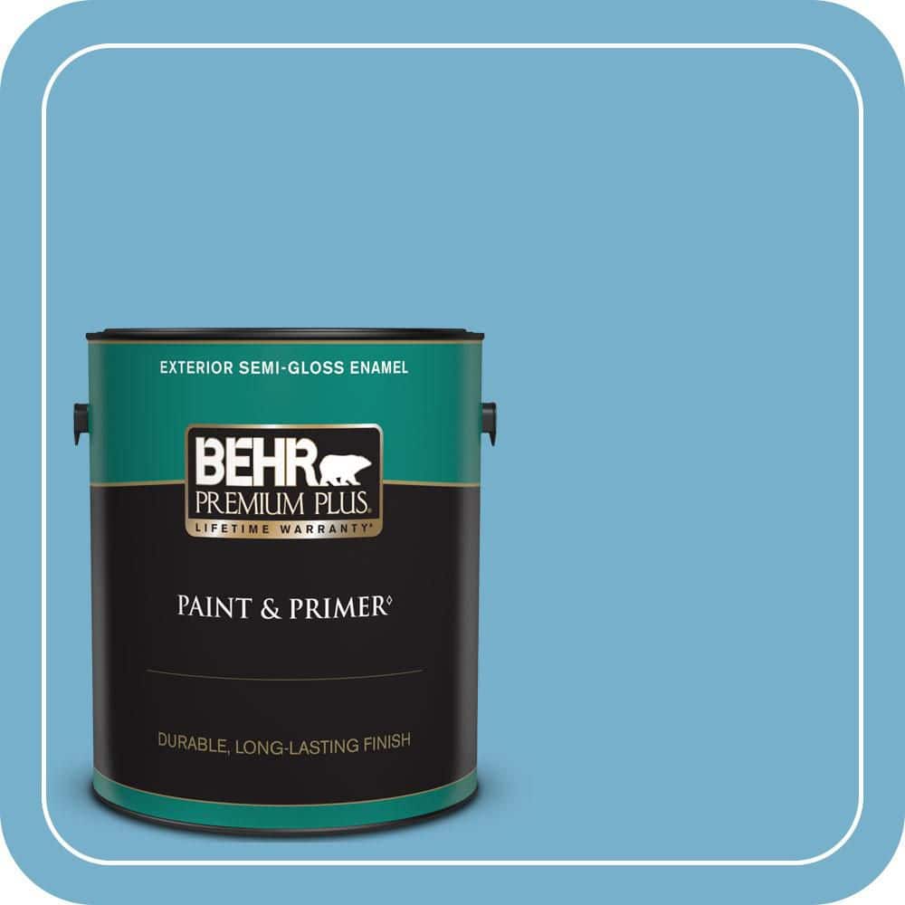 BEHR PREMIUM PLUS 1 gal. #550D-5 Ocean Cruise Semi-Gloss Enamel Exterior Paint & Primer