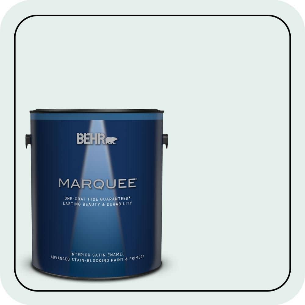BEHR MARQUEE 1 gal. #W-D-510 Waterfall Mist Satin Enamel Interior Paint & Primer