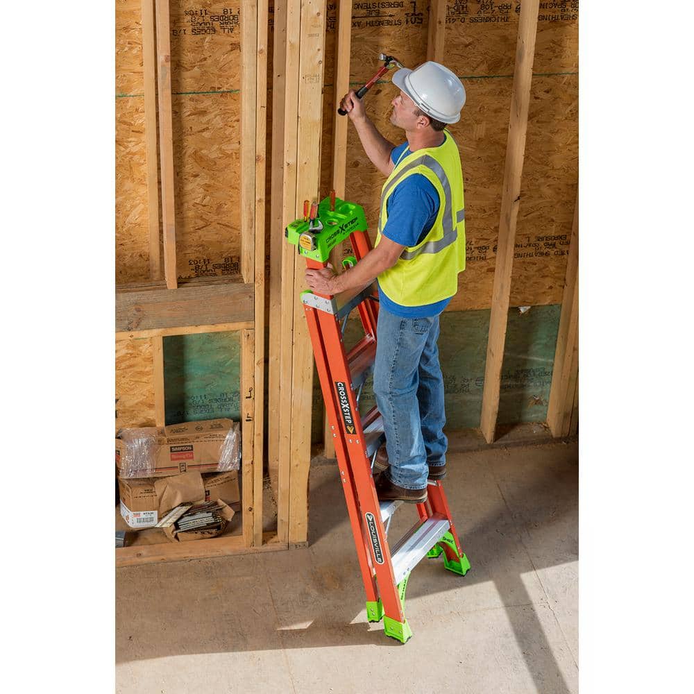 Louisville Ladder Cross Step 8 ft. Fiberglass Leaning Step Ladder (12 ft. Reach), 300 lbs. Load Capacity, Type IA Duty Rating (3)