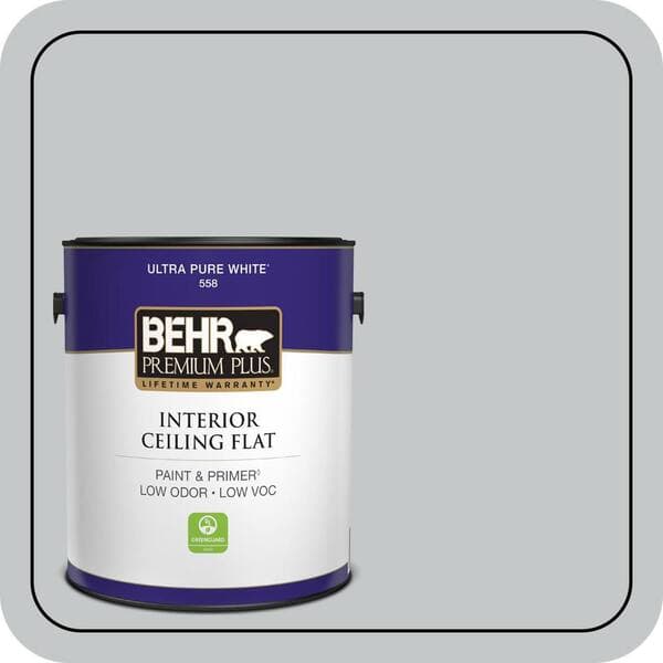 BEHR PREMIUM PLUS 1 gal. #N450-2 Zero Gravity Ceiling Flat Interior Paint & Primer (2)