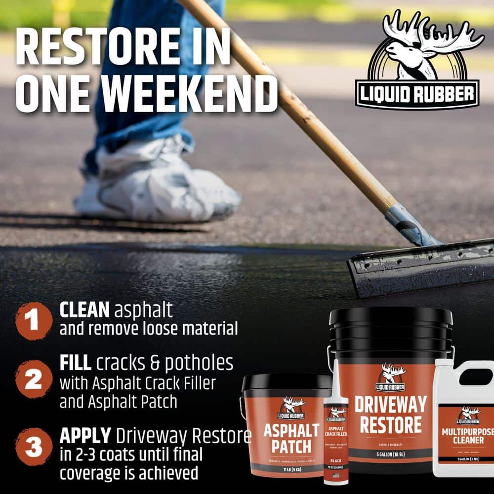 LIQUID RUBBER Driveway Restore 5 Gal. Asphalt Sealer for Driveways, Walkways and Pavement - Black (3)