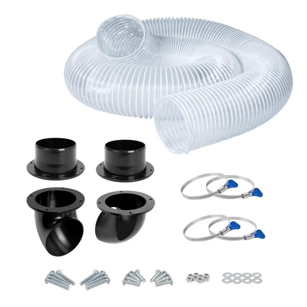 ‎POWERTEC 4 in. x 10 ft. Dust Collection Hose with 4 Key Hose Clamps, Elbows, Couplers Separator Kit for Dust Collection Systems (1)