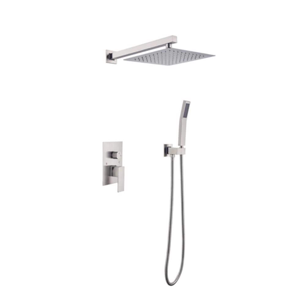 Wudkey 1-Piece Bathroom Luxury Rain Mixer Shower Complete Combo Set in Silver with Shower Head, Shower Arm, Mounting Hardware (1)