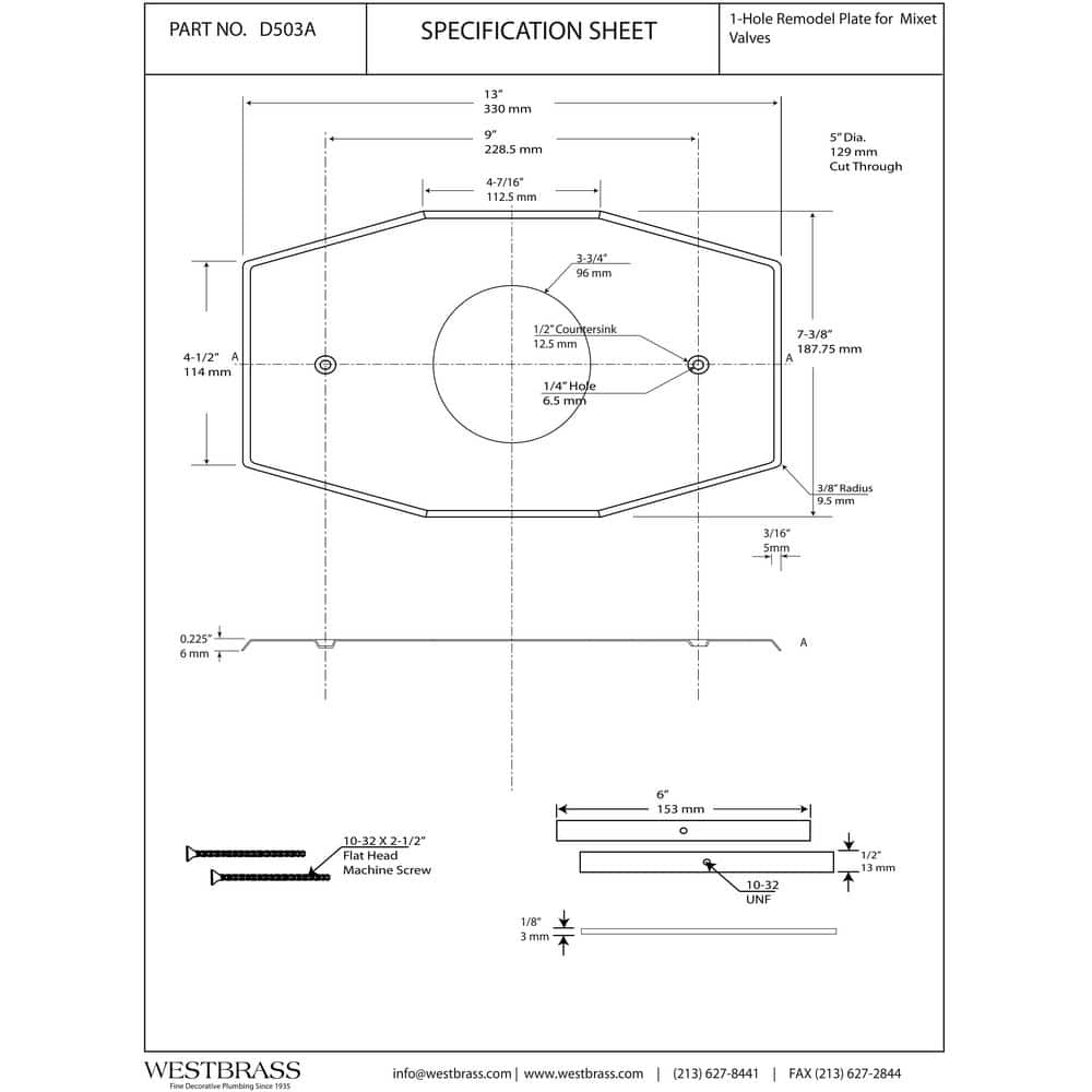 Westbrass One-Hole Remodel Cover Plate for Mixet Bathtub and Shower Valves, Oil Rubbed Bronze (2)