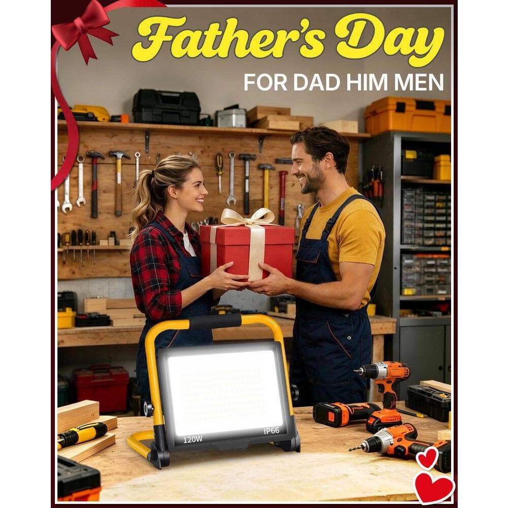 BeamBox 120-Volt 14400 Lumens LED Work Light with Stand, 16 ft. Cord and Switch, 5000K Daylight, IP66 Waterproof Portable (3)