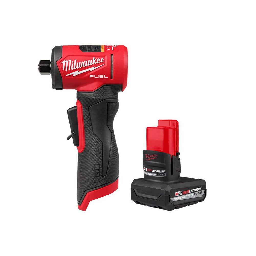 Milwaukee M12 FUEL 12V Lithium-Ion Brushless Cordless 1/4 in. Right Angle Die Grinder with M12 5.0 Ah Battery (1)
