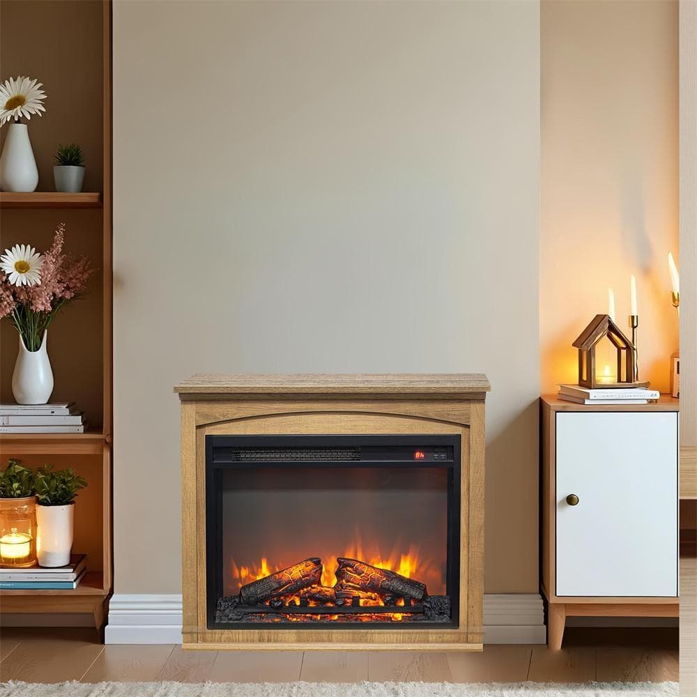 Unbranded 1500-Watt Antique Brown Electric Fireplace Infrared Space Heate (3)