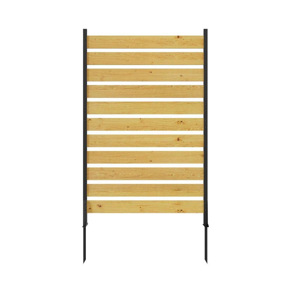 Huluwat 38.5 in. W x 72.8 in. H Natural Cedar Wood Privacy Screen for Pool Equipment, Air Conditioner Fence (1-Panel) (1)