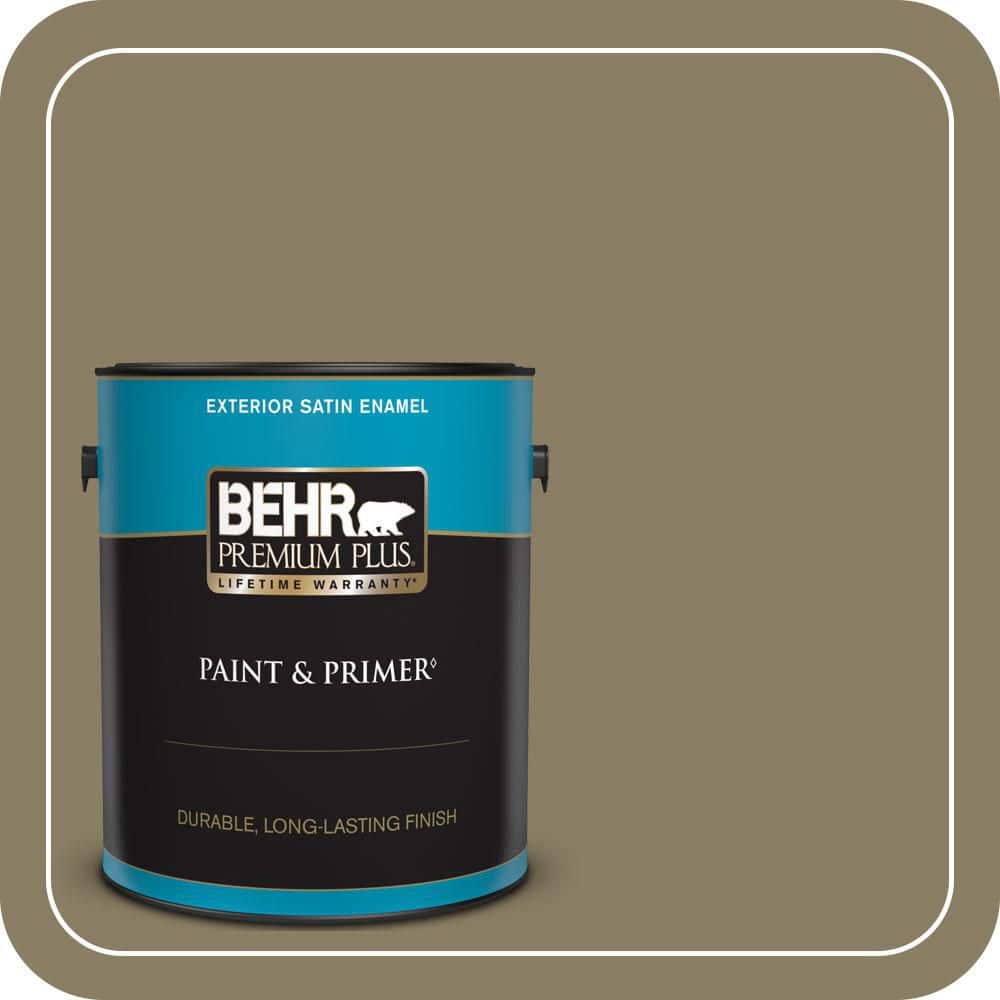 BEHR PREMIUM PLUS 1 gal. #N330-6 Lagoon Moss Satin Enamel Exterior Paint & Primer