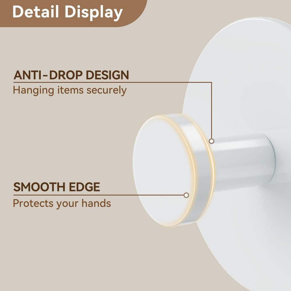 Unbranded Brushed Nickel White Stainless Steel Self-Adhesive Wall Coat Towel J-Hook Double Robe/Towel Hook Bedroom Door Holder (3)