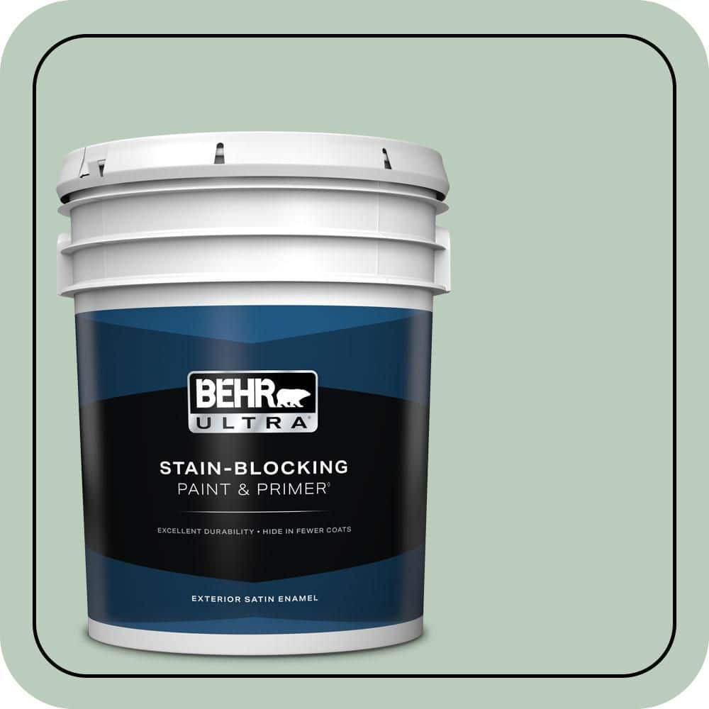 BEHR ULTRA 5 gal. #MQ3-49 Jade Tinge Satin Enamel Exterior Paint & Primer