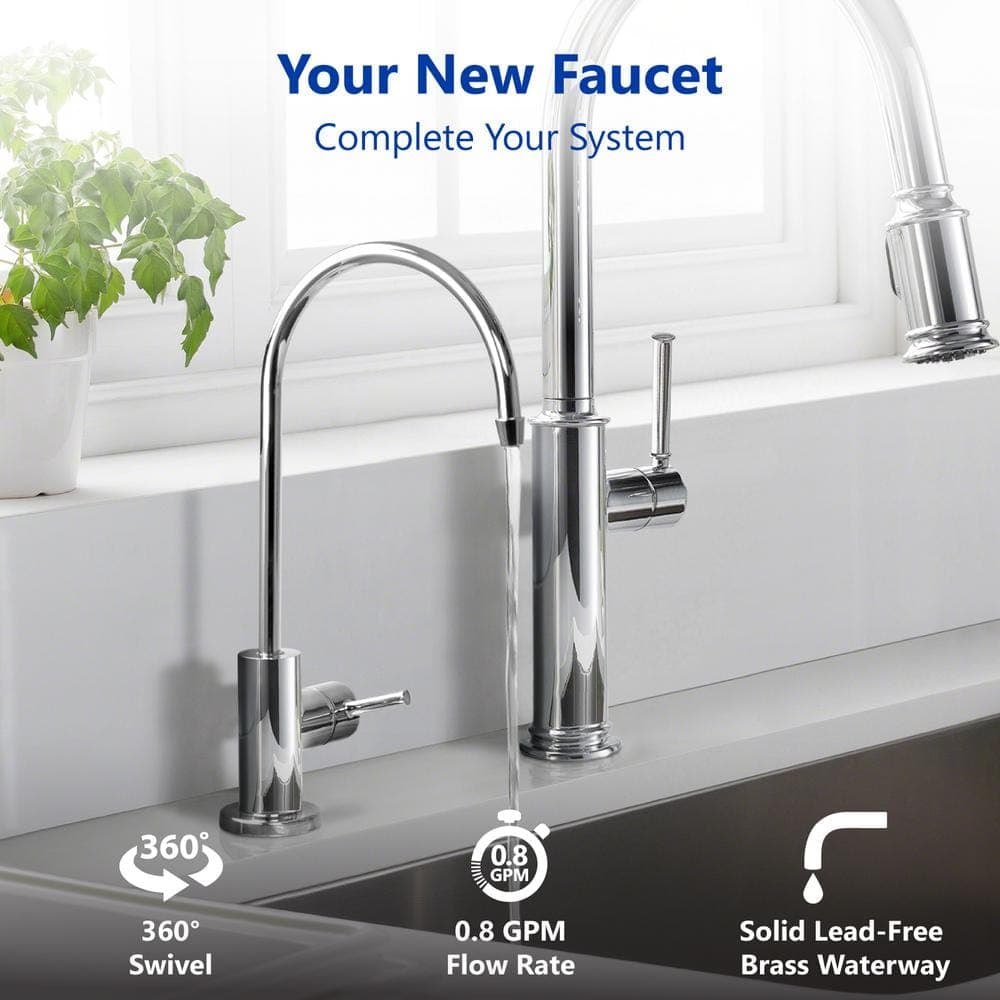 Express Water Modern Chrome Drinking Water Filter Faucet - Reverse Osmosis Filtration System and Kitchen Sink Beverage Faucet (2)
