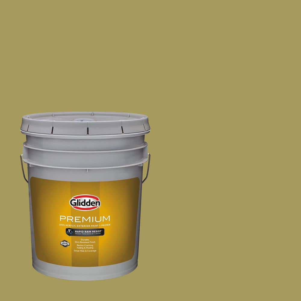Glidden Premium 5 gal. PPG1116-6 Loveliest Leaves Flat Exterior Latex Paint