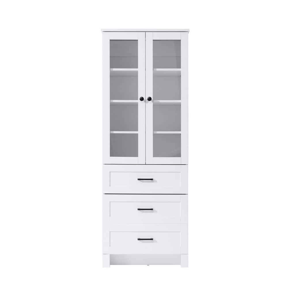 TIMELESS HOME 24 in. W x 18 in. D x 65 in. H White Freestanding Linen Cabinet (1)