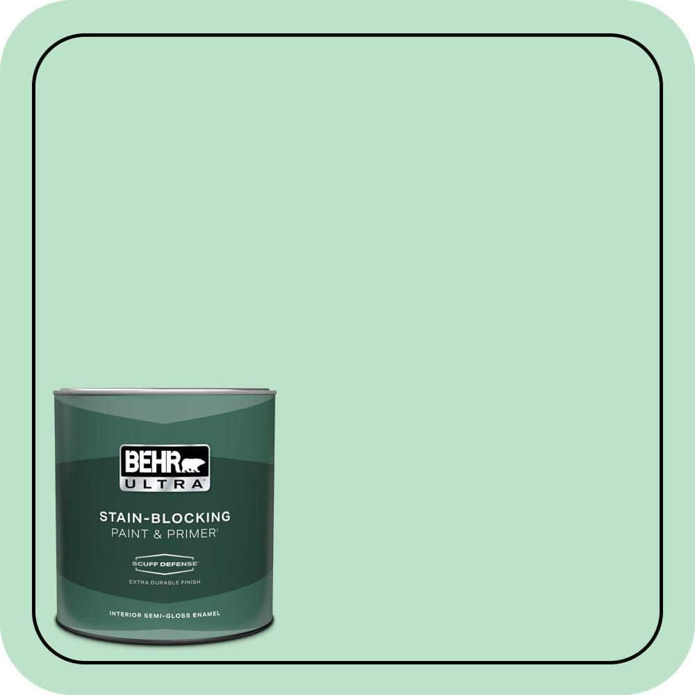 BEHR ULTRA 1 qt. #P410-2 Spearmints Extra Durable Semi-Gloss Enamel Interior Paint & Primer