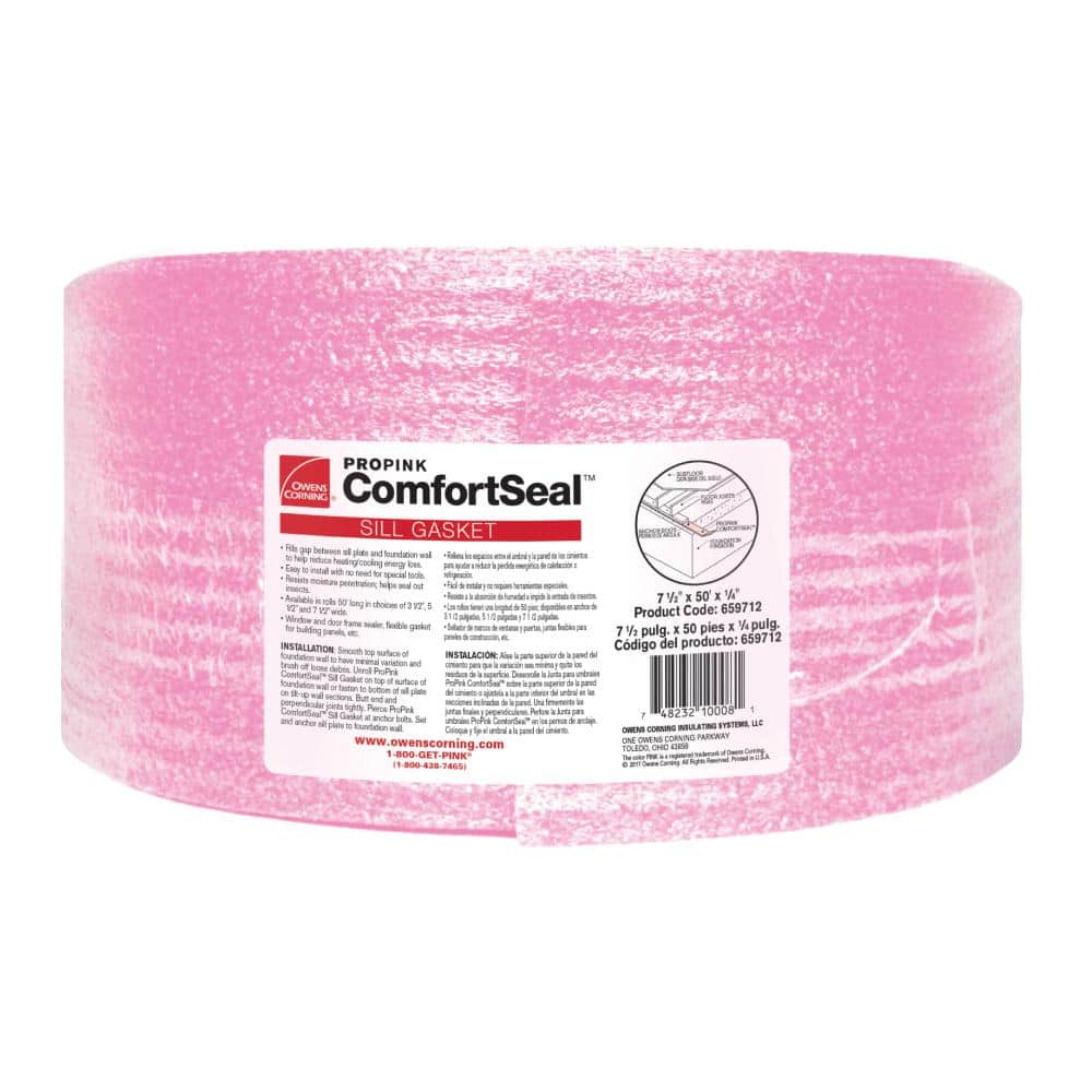 Owens Corning ProPink ComfortSeal 7-1/2 in. x 50 ft. Multi-Use Ridged Sill Plate Gasket