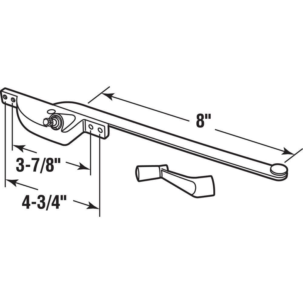 Prime-Line Steel Casement Window Operator, 8 in. Arm, Teardrop Housing, Aluminum, Left Hand (2)