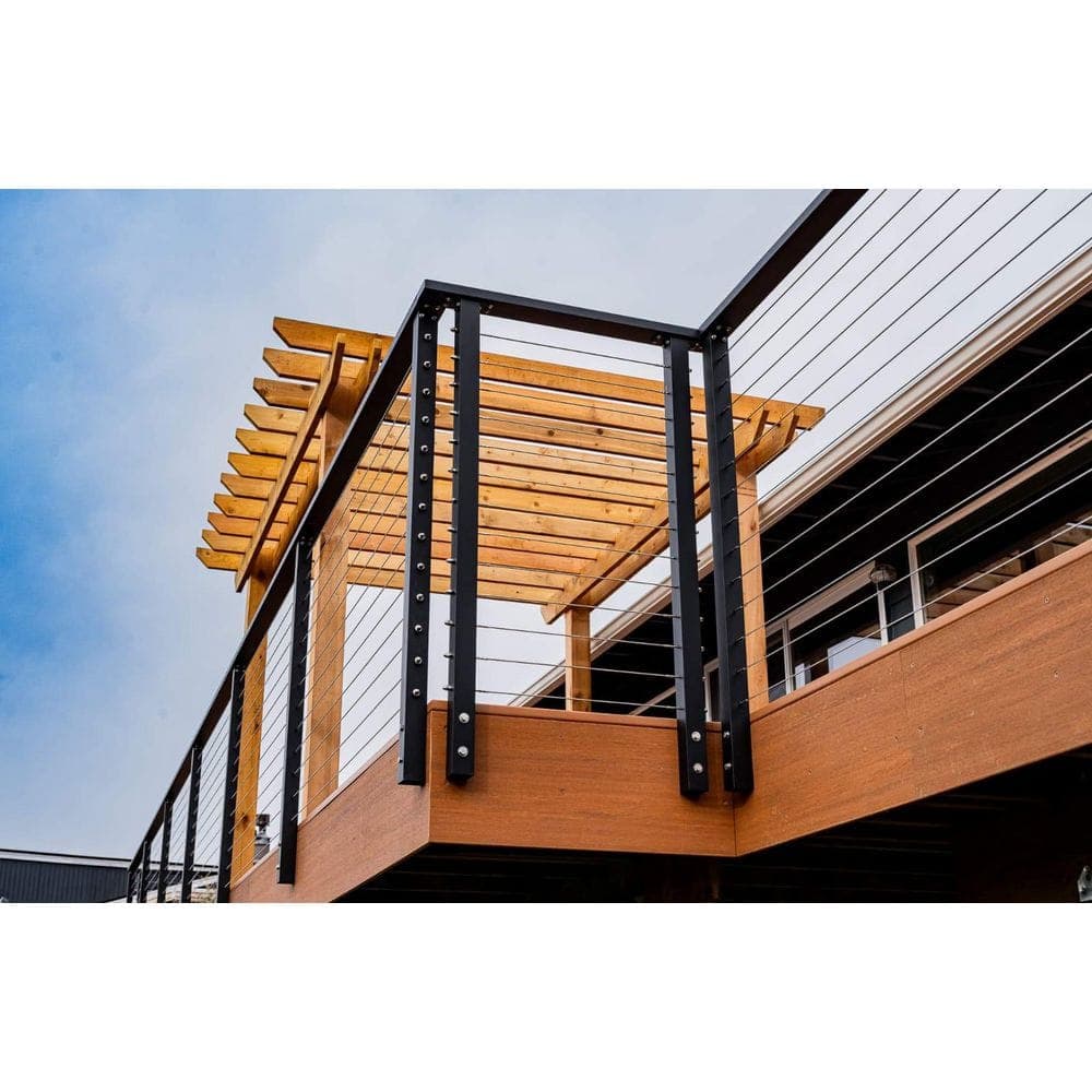 Maisy Railing 12 ft. Aluminum Fascia Mounted Railing Post Kit with Stainless Steel Cable for Cable Railing System (2)